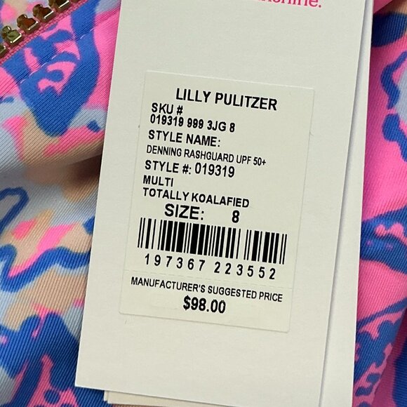 Lilly Pulitzer Denning Rashguard Upf 50+ Girl's Size 8 Koalafied  Swimsuit NWT - Picture 4 of 4